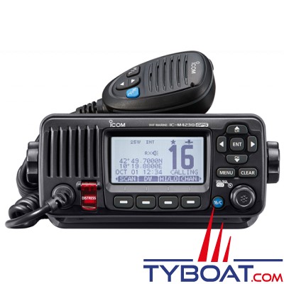 Icom - VHF marine fixe IC-M423GE Classe D ASN avec GPS intégré - IPX7 noire