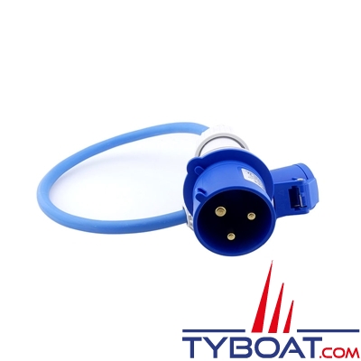 Adaptateur pour prise CEE17 32A (Mâle) vers CEE17 16A (Femelle) - Câble bleu