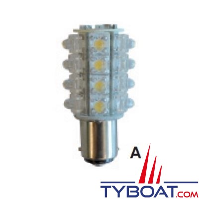 Ampoule BA15D - 20 LED - 12v - 40 Lux (0,7w) - couleur jaune