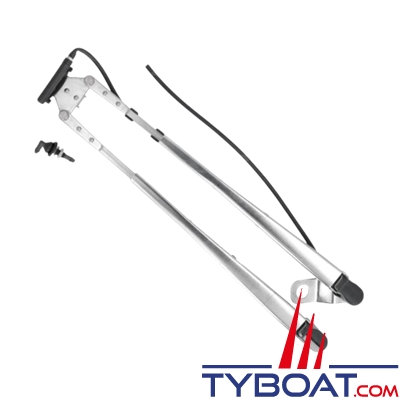 Bras essuie-glace pantographe F-1 - Inox - Longueur 450-550 mm - Axe conique 10 mm DIN avec sortie d'eau
