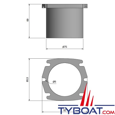 Bride adaptation mâle - pour gaine ventilation - blanc - ø76mm 