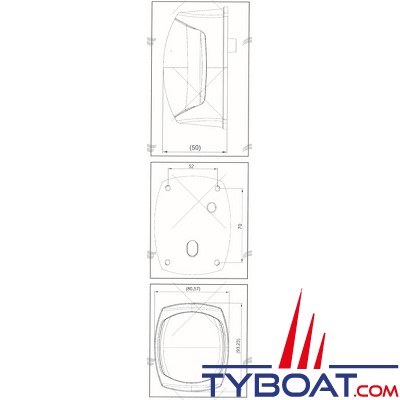 Feu de navigation LED - tribord - polycarbonate blanc - 2 MN - 12 Volts - IP65