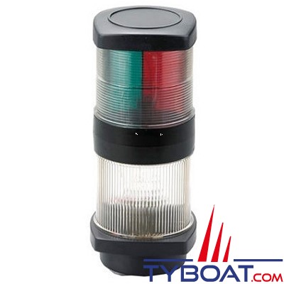 Feu de navigation tricolore + mouillage - Tête de mât - Led - 12 Volts