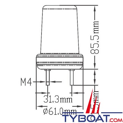 Feux de navigation tricolore - Tête de mât - Led - 12 Volts