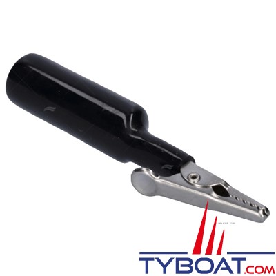 Pince crocodile - isolant long et noir - câble Ø 4mm