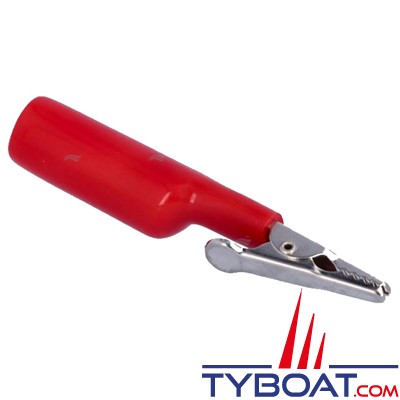 Pince crocodile - isolant long et rouge - câble Ø 4mm