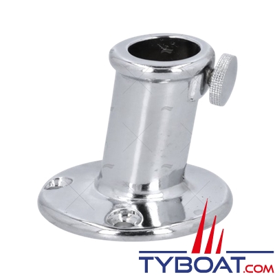 Support de hampe de pavillon - laiton chromé - Ø 16 mm Hauteur 40 mm