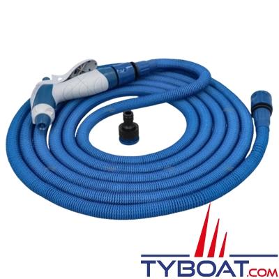 Tuyau extensible renforcé bleu avec pistolet - 15 mètres -  Ø8 mm