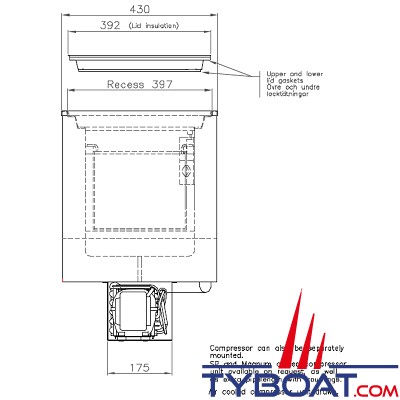 Indel Marine - BI53F Coffre à encastrer - 53 litres - 0°C à -18°C