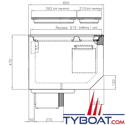 Indel Marine - BI75 Coffre à encastres - 75 litres - +10°C à +2°C