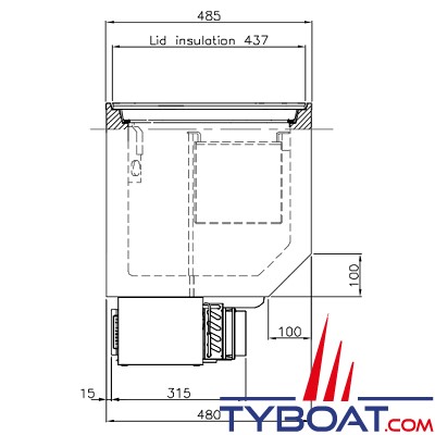 Indel Marine - BI92 Dual Coffre à encastrer - 92 litres - +10°C à -18°C