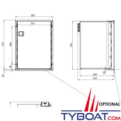 Indel Marine - Congélateur CR90F CT Cruise Classic Line - finition inox CT (Clean Touch) - 90 Litres - 12/24V