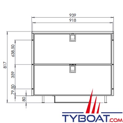 Indel Marine - Réfrigérateur 2 tiroirs - 190 litres -  Drawer DR190 inox