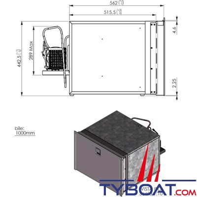 Indel Marine - Réfrigérateur 1 tiroir - 70 litres Clean Touch - Drawer  DR70CT F  inox - 12/24 volts