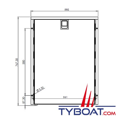 Indel Marine - Réfrigérateur à 1 tiroir 130 Litres (porte-bouteille + freezer 10L)  - Drawer DR130 Inox - 12/24 Volts