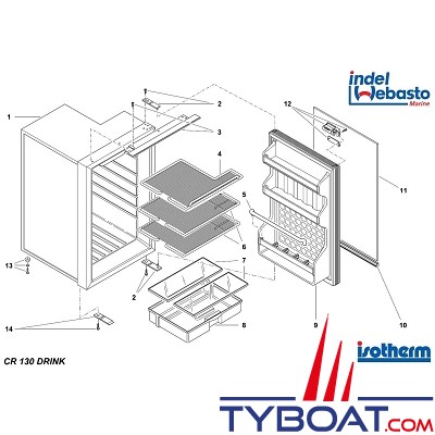 Indel Marine - Réfrigérateur CR130 Cruise Drink - 130 litres - standard - 12/24V