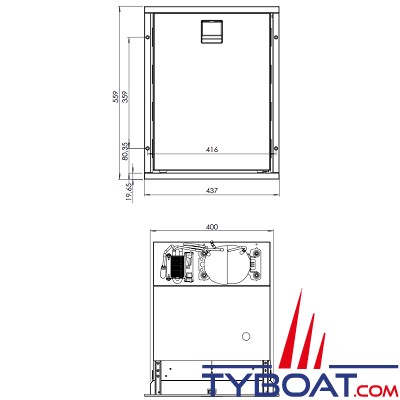 Indel Marine - Réfrigérateur CR49CT Cruise Clean Touch - 49 Litres - inox - 12/24V