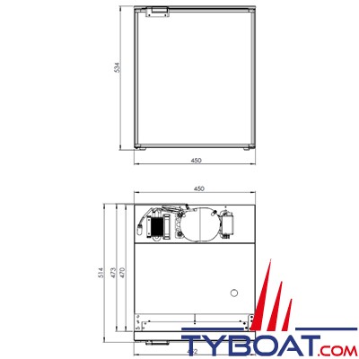 Indel Marine - Réfrigérateur CR65 Elegance Line Silver - 65 Litres - 12/24V