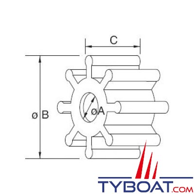 Jabsco - 14282-0003B - Rotor nitrile pour Dockside Utility 53081-2003-230