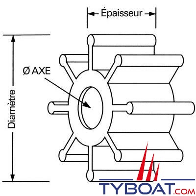 Jabsco 673-0001-P - Kit turbine néoprène Ø1/2