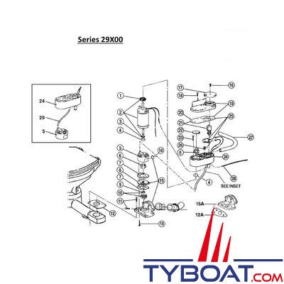 Jabsco - Clapet de sortie (Joker-Valve) 29092-1000 tous modèles toilettes / convertisseur Jabsco 29090, 29120, 29100, 29200 et 58XX0 (partie de 58109-1000)