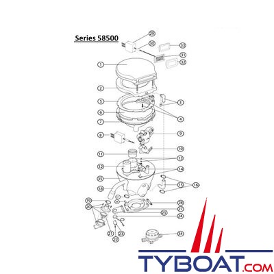 Jabsco - Clapet de sortie (Joker-Valve) 29092-1000 tous modèles toilettes / convertisseur Jabsco 29090, 29120, 29100, 29200 et 58XX0 (partie de 58109-1000)