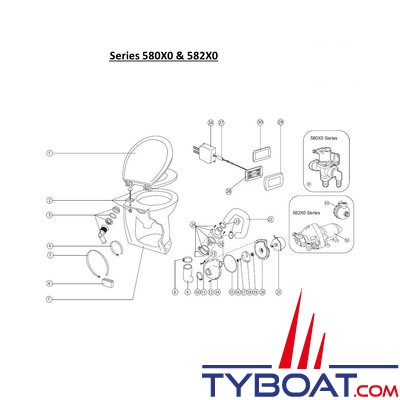 Jabsco - Clapet de sortie (Joker-Valve) 29092-1000 tous modèles toilettes / convertisseur Jabsco 29090, 29120, 29100, 29200 et 58XX0 (partie de 58109-1000)