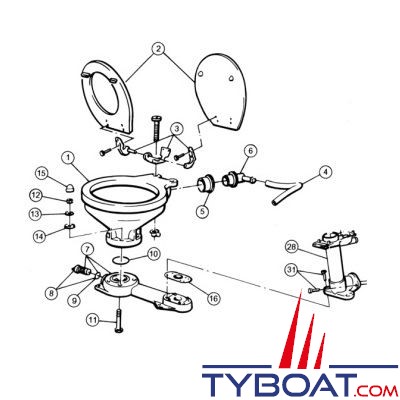 Jabsco - Embase 29041-1000 pour WC 29090 et 29120