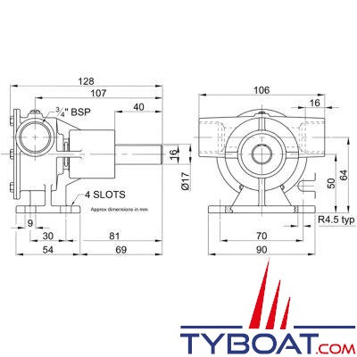 Jabsco - Pompe arbre nu 52040-2001 calibre 40