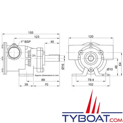 Jabsco - Pompe arbre nu 52080-2001 - calibre 80