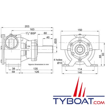 Jabsco - Pompe arbre nu 52200-2011 - calibre 200