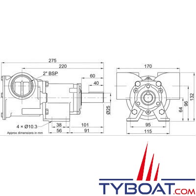 Jabsco - Pompe arbre nu 52270-2011 - calibre 270