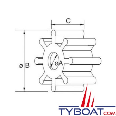 Jabsco - Kit turbine néoprène 17935-0001-P - Axe à clavette intérieure Ø 1