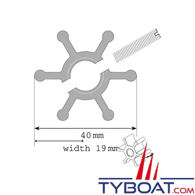 Johnson Pump - 09-808B-1 - Turbine pour pompe F35 néoprène - Ø 40 mm 6 pâles