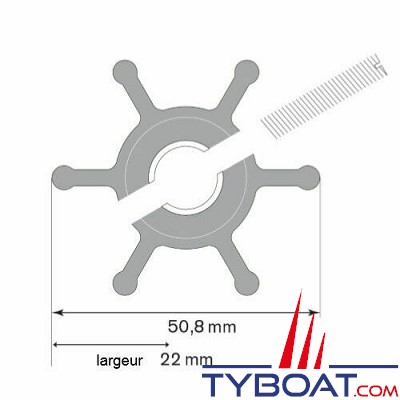 Johnson Pump -  09-810B-1 - Turbine pour pompe F4 néoprène - Ø 50.8 mm Ø 12mm - 6 pâles