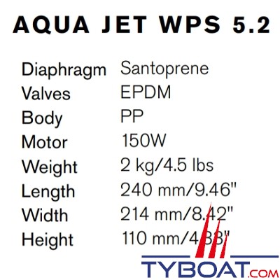 Johnson Pump - 10-13406-07 - Groupe d'eau Aqua Jet WPS 5.2 - 20 Litres/minute - 12 Volts