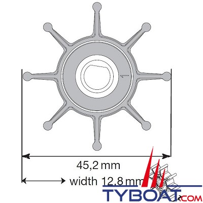 Johnson pump - Kit Turbine pour pompe nitrile Ø 45.2 mm - 8 pâles