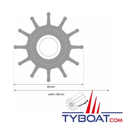 Johnson pump - Turbine pour pompe néoprène 12 cannelures 12 pales Ø 95 mm