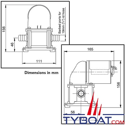 Jabsco - Pompe de cale et douche à menbrane 37202-2024 - 12L/min - 24V 