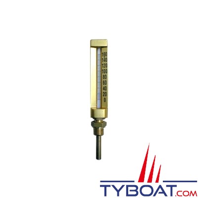 Thermomètre mécanique droit - 0/120°C - Hauteur 150 mm - Plongeur 35 mm