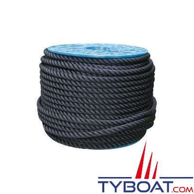 Cordage noir polyester 3 torons Ø 10 mm (à la bobine de 100 mètres)