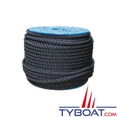 Cordage noir polyester 3 torons Ø 10 mm (au mètre)