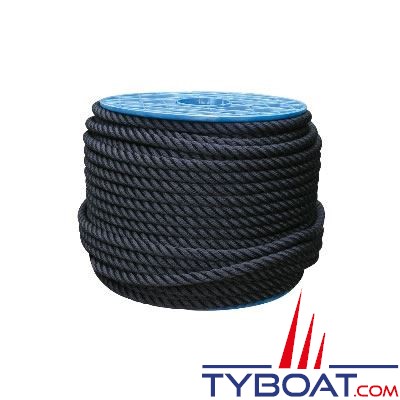 Cordage Noir polyester 3 torons Ø 14 mm (au mètre)