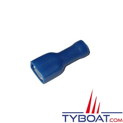 Cosse femelle plate bleue pour câble Ø 1,5 à 2,5 mm2 - 6,3 mm - par 20 pièces
