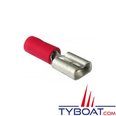 Cosses femelle plate rouge pour câble 0,2 à 1,5 mm² - 6,3 mm - par 20 pièces