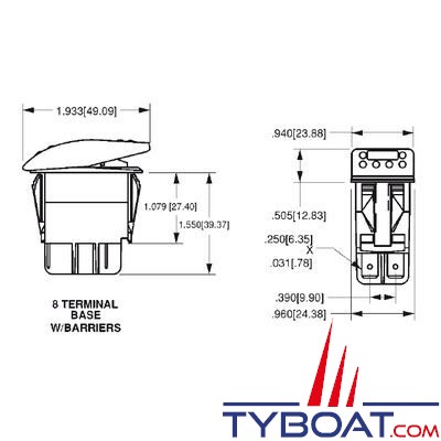 CARLING SWITCH - Interrupteur unipolaire - On/On - Non lumineux - 12 Volts - 20 Ampère - (1 pièce)