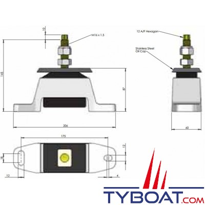 R&D Marine 800-072 - Support moteur mini 28Kg - maxi 109Kg remplacement Yanmar Y150 - par paire