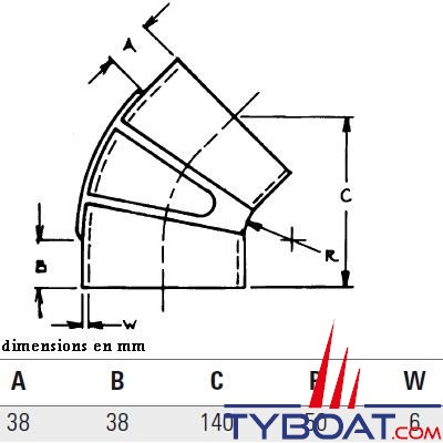 Raccord coudé 45° Ø int. 102 mm échappement