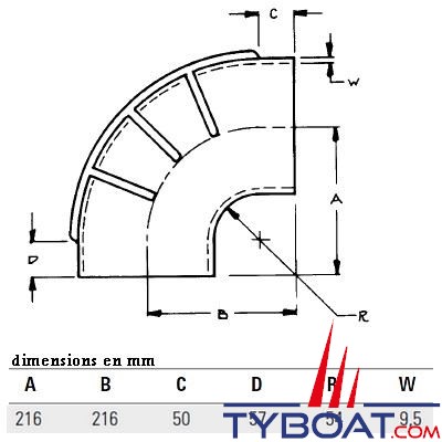 Raccord coudé 90° Ø int. 203 mm échappement