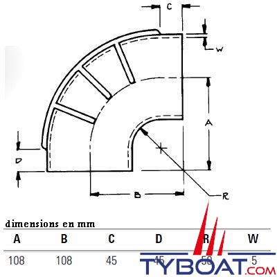 Raccord coudé 90° Ø int. 65 mm échappement